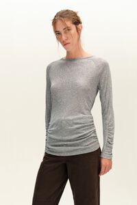 Camiseta rangl&aacute;n fruncidos gris melange