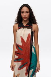 Vestido midi cruzado flecos Sun positional