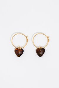 Aretes aro coraz&oacute;n resina &aacute;mbar