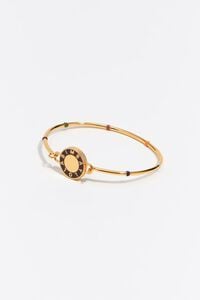 Pulsera r&iacute;gida logo esmalte caf&eacute; puntos multicolor